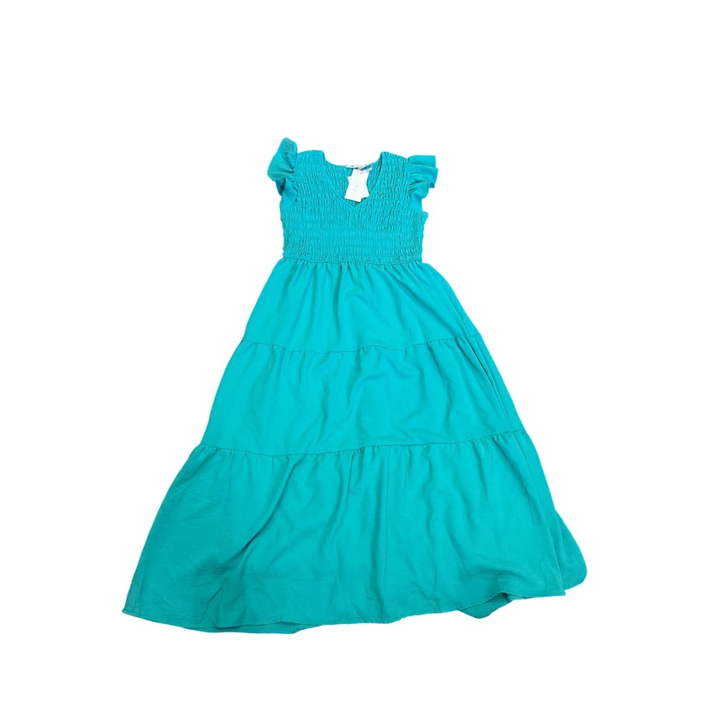 By the River Womens Emerald Green Smocked Maxi Dress Flutter Sleeve CR2179 L